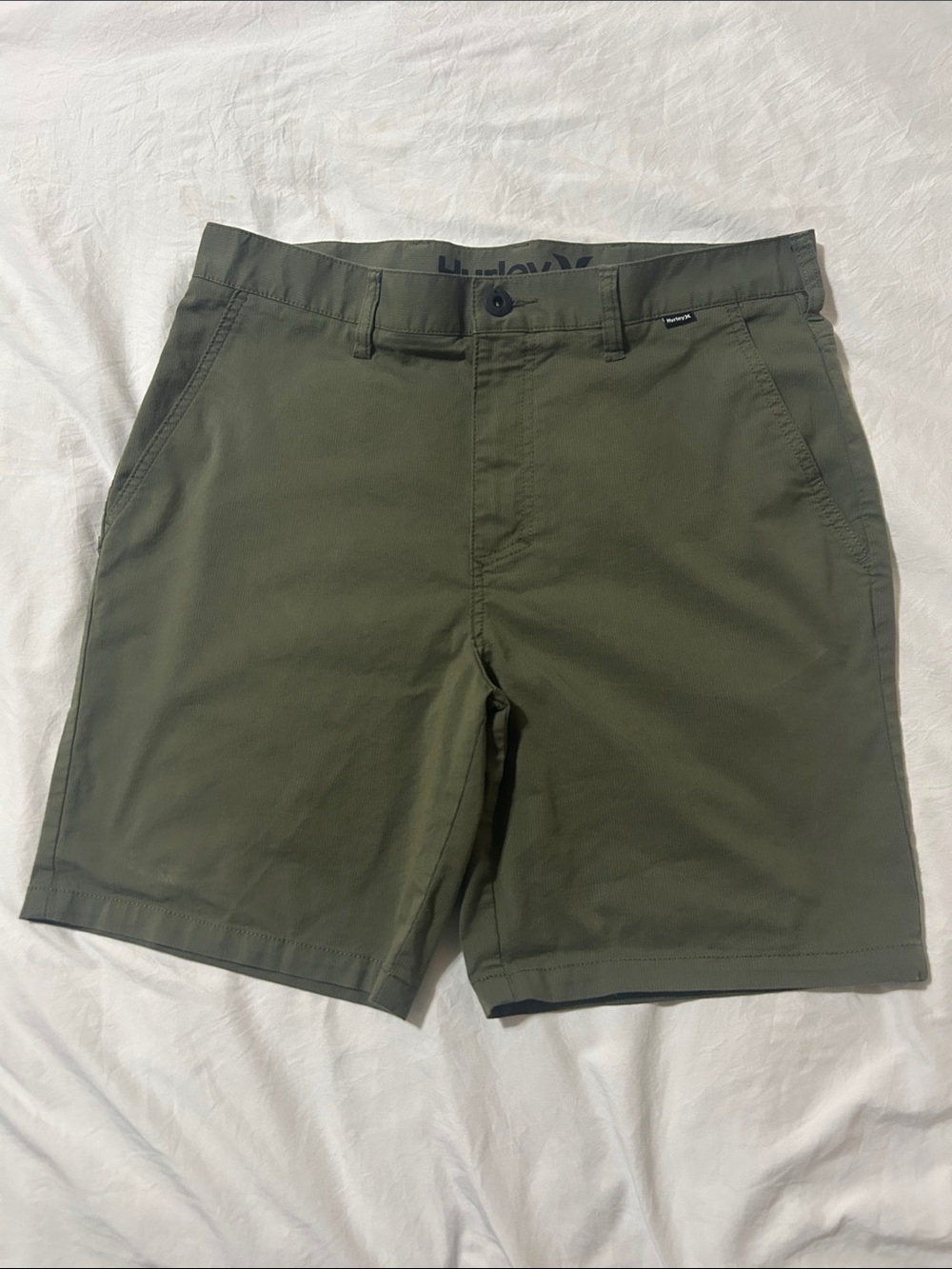 Hurley Olive Green Flat Front Men's Shorts